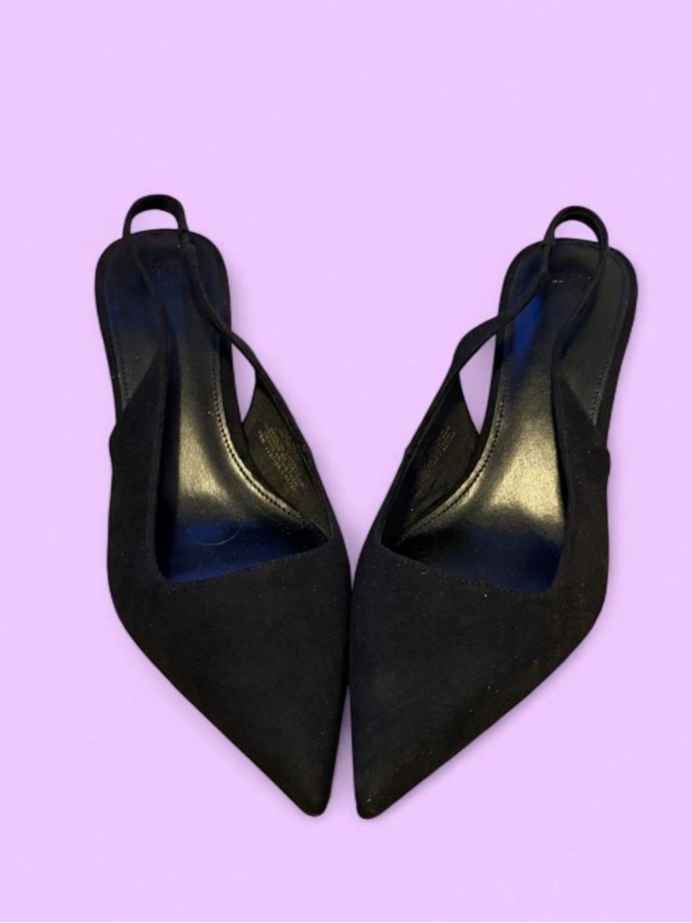 H&M Black suede pointed toe slingback heels